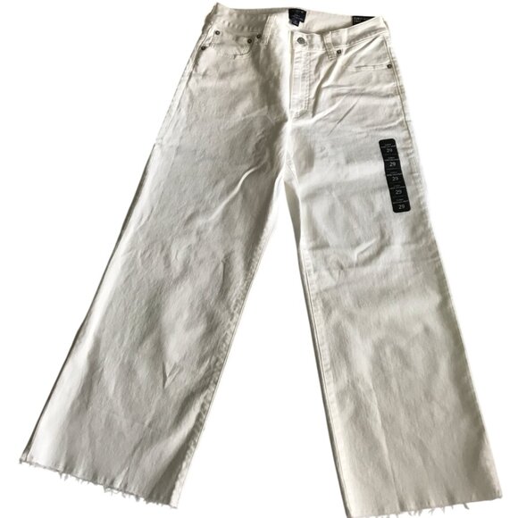 JCREW Factory Curvy wide-leg cropped jean all-day stretch Seashell white sz 29 - Picture 4 of 13